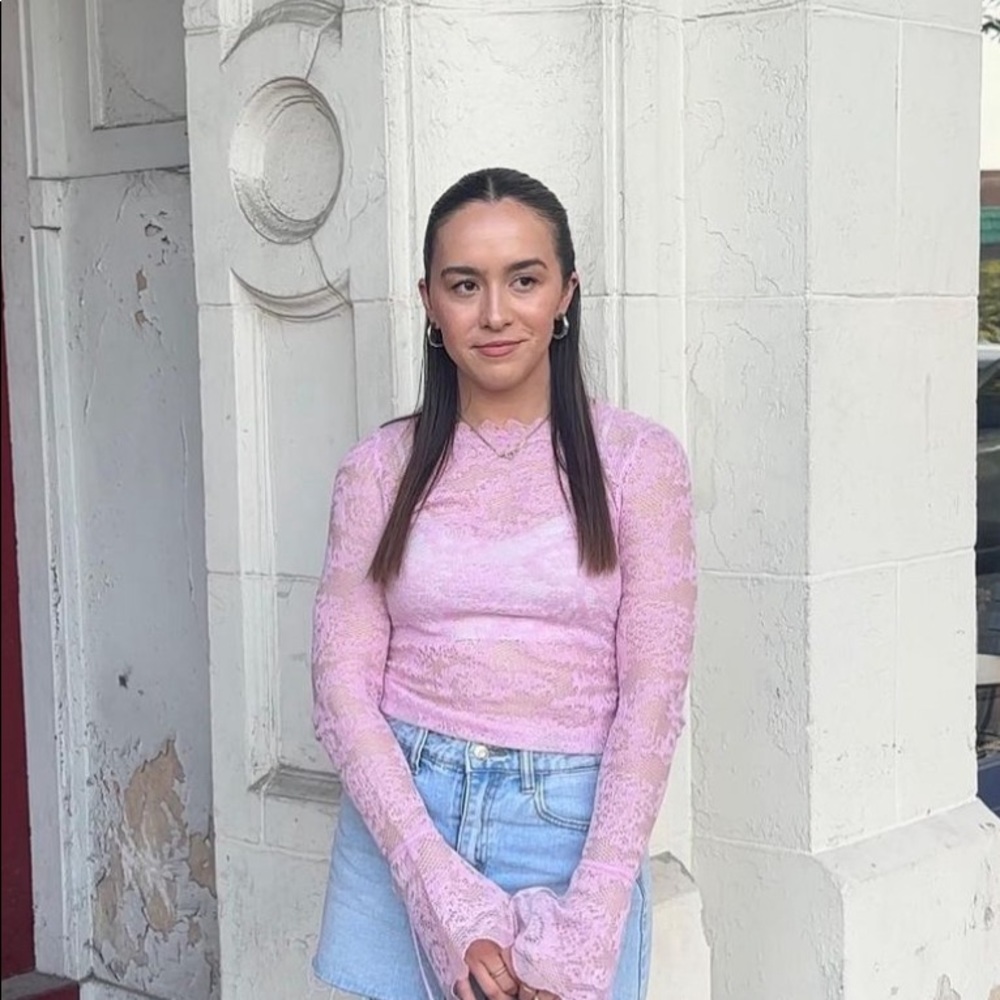 Pink lace Zara top